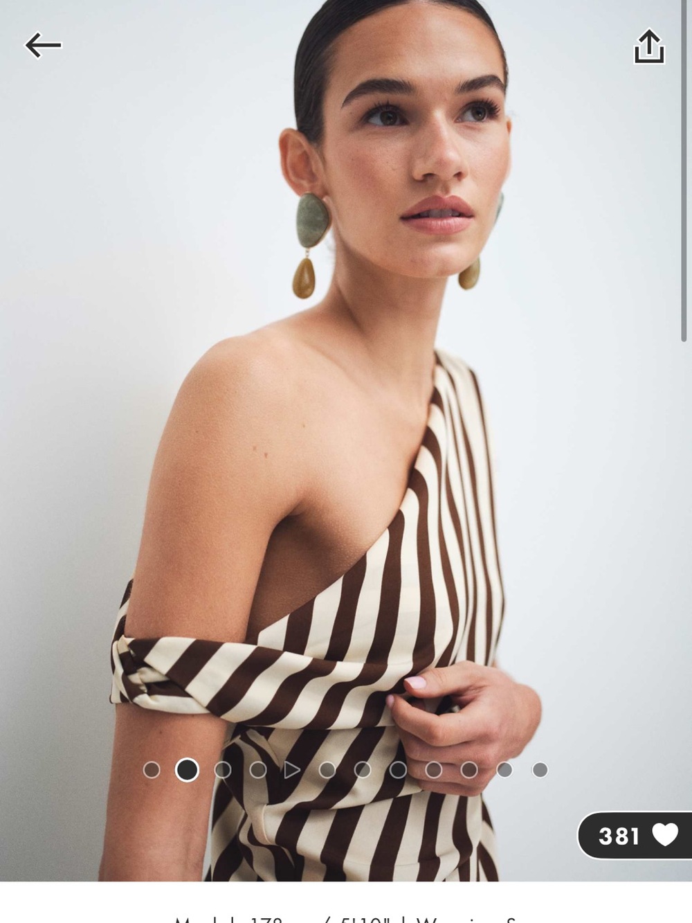 Bronze Snake Inessa Striped Asymmetric Top and Maxi Skirt Set in Brown and Cream - Picture 3 of 11